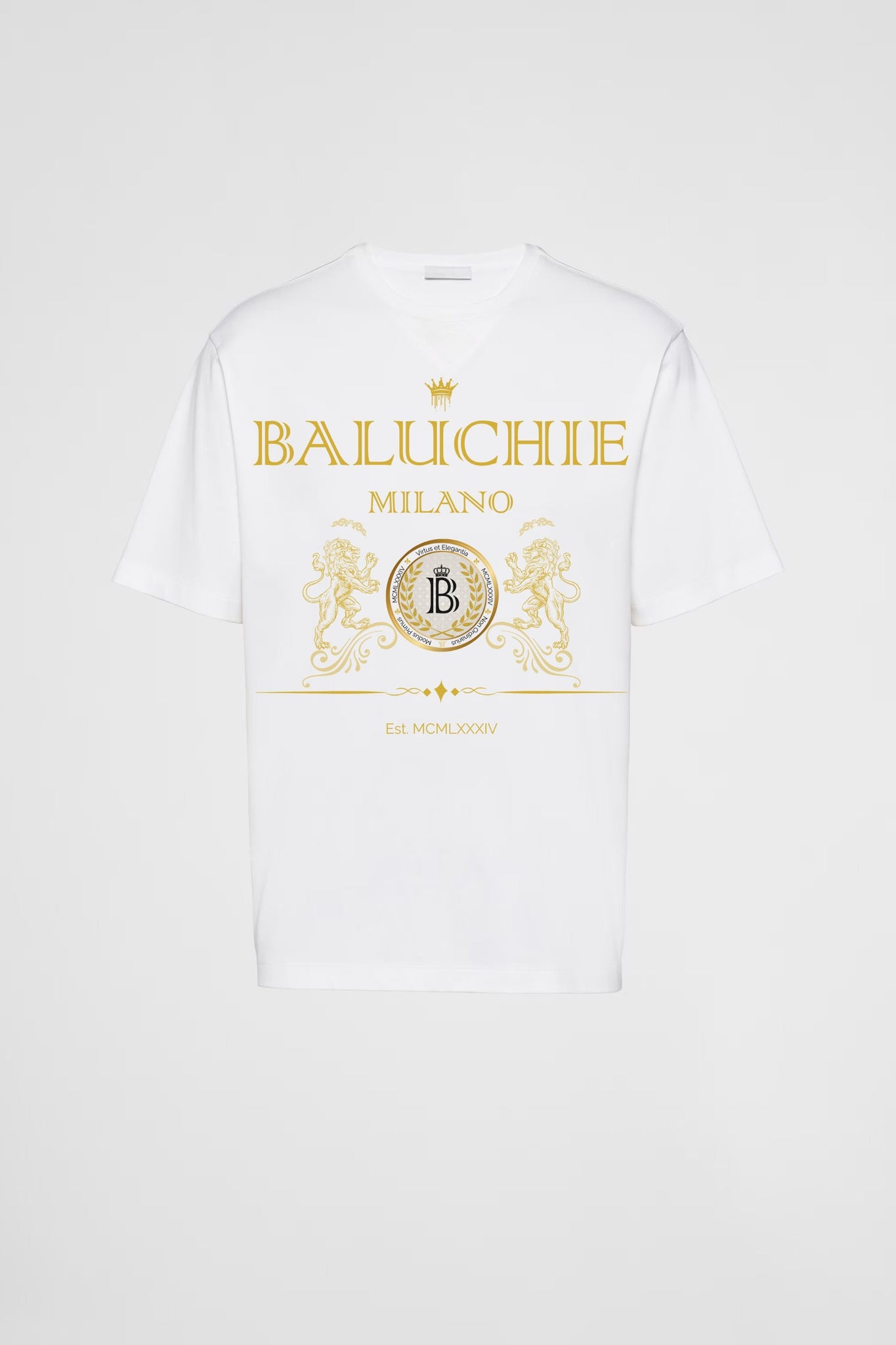 The Regal Crest Tee - Baluchie® MilanoT-ShirtWhite